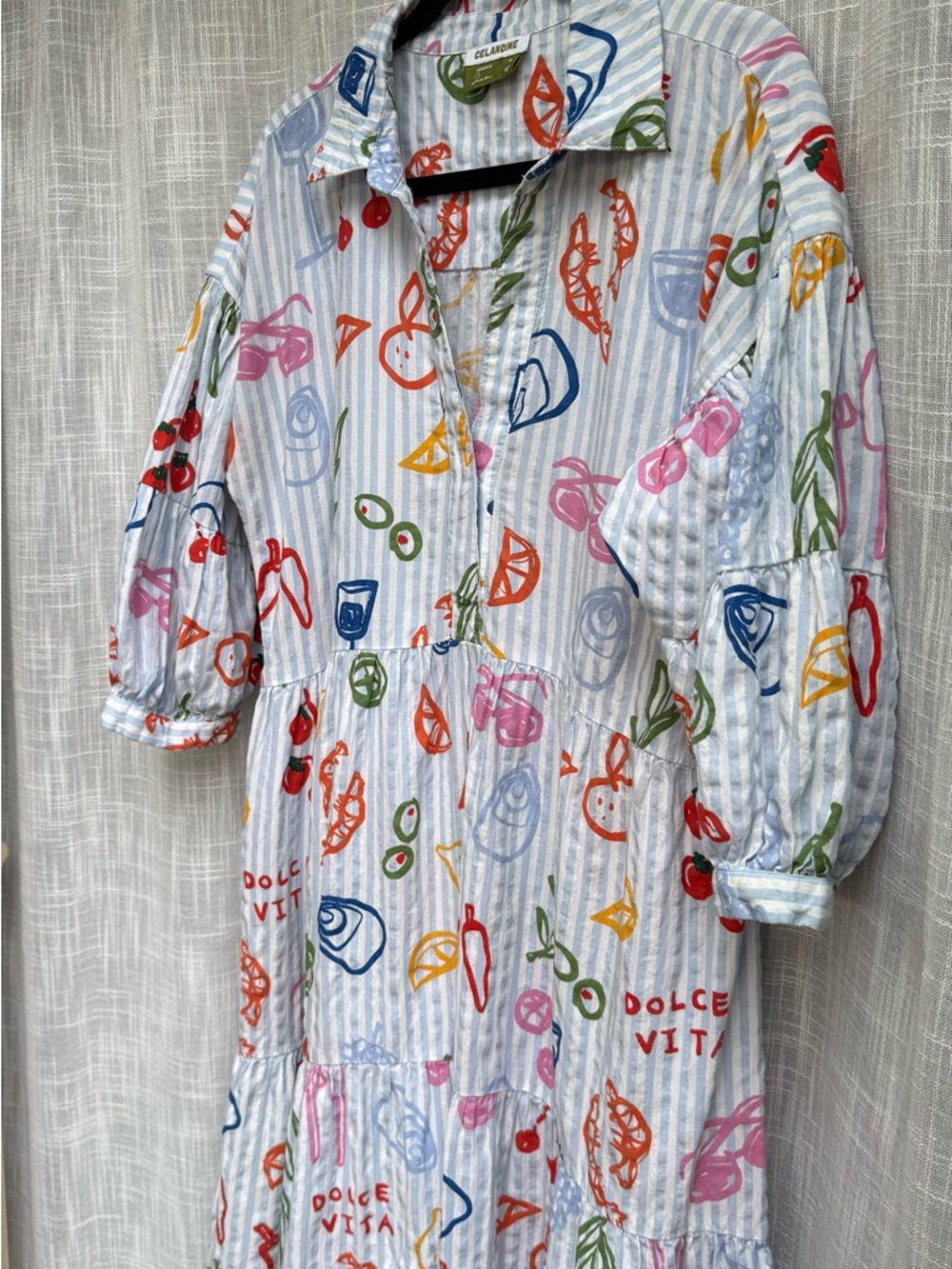 Celandine Painted Citrus Print Button-Up Top - Picture 6 of 10
